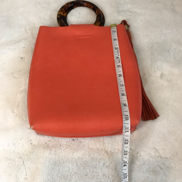 Anthropologie Lucite Handle Orange Tote Bag - Picture 8 of 9
